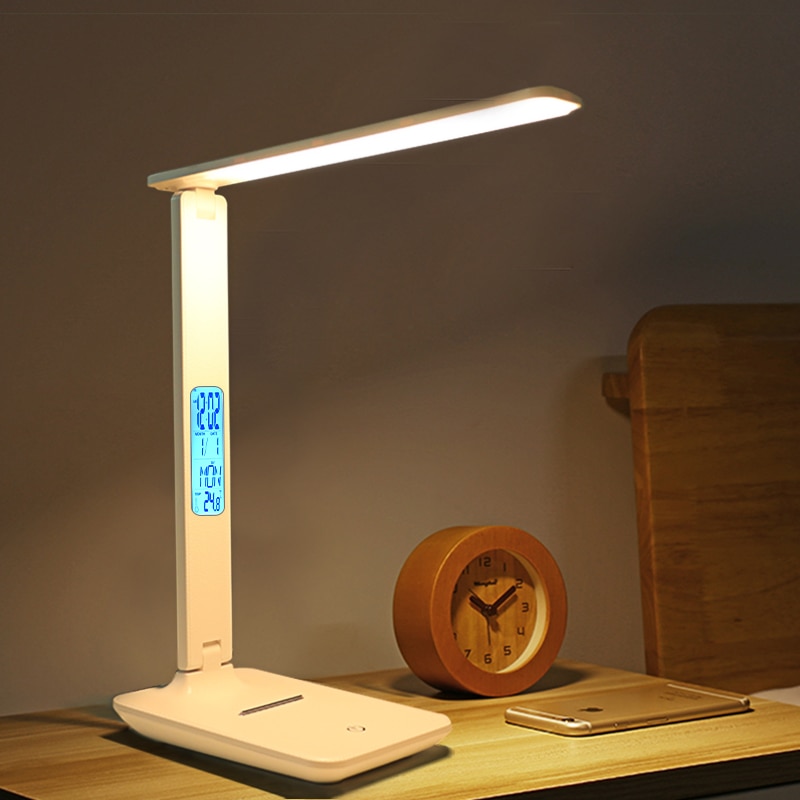 LED Desk Lamp with Temperature and Alarm Clock